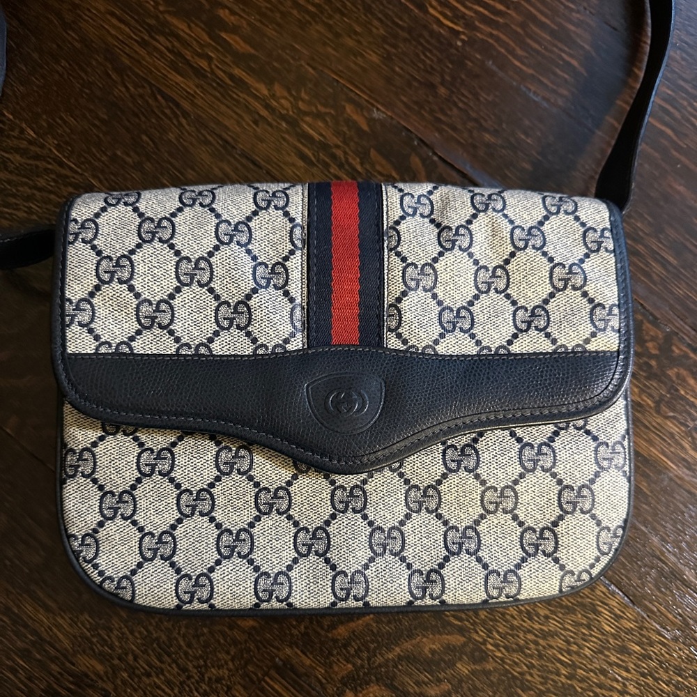 Gucci Navy GG Pattern Shoulder Bag - Picture 2 of 10